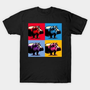 Colorful River Giant: Pop Art Hippopotamus Extravaganza T-Shirt